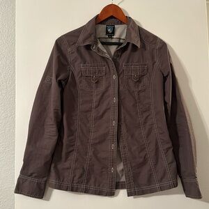 Kuhl long sleeve shirt, grey/brown small